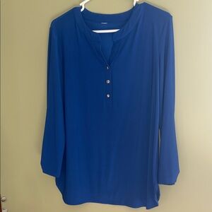 Women’s Long Sleeve Henley Top - Royal Blue